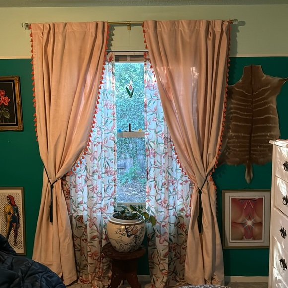 Opal House pink velvet curtain panels 54” x 101” - Picture 1 of 2